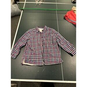 Pink blue ll bean cotton flannel jacket Sherpa